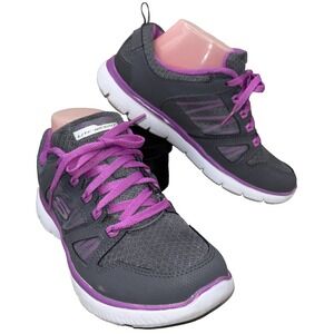 Skechers Lite Weight Women's Size 8.5 Gray Purple Lace Up Athletic Mesh